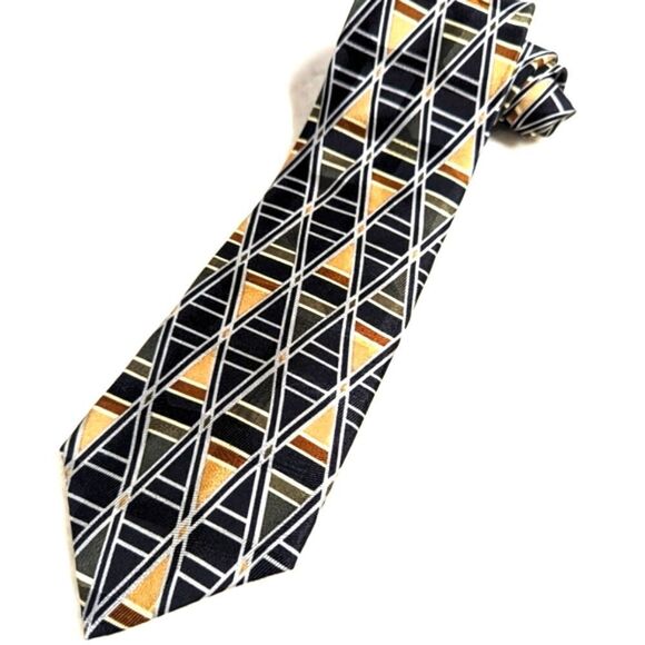 Vintage Men's Van Heusen 100% Silk Tie Abstract Diamond Pattern - Picture 4 of 13